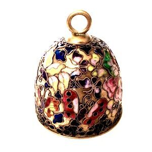 Vintage Butterfly and Flower Cloisonne Enamel Bell